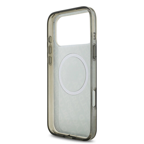 Karl Lagerfeld Karl Lagerfeld iPhone 17 Pro Max/iPhone 18 Pro Max Coque arrière MagSafe IML Paillettes motif KL répété et tête de Karl - Noir