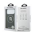 Karl Lagerfeld Karl Lagerfeld iPhone 17 Pro Max/iPhone 18 Pro Max Coque arrière MagSafe IML Paillettes motif KL répété et tête de Karl - Noir