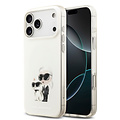 Karl Lagerfeld Karl Lagerfeld iPhone 17 Pro Max/iPhone 18 Pro Max Coque arrière MagSafe IML Design aquarelle Karl & Choupette - Blanc