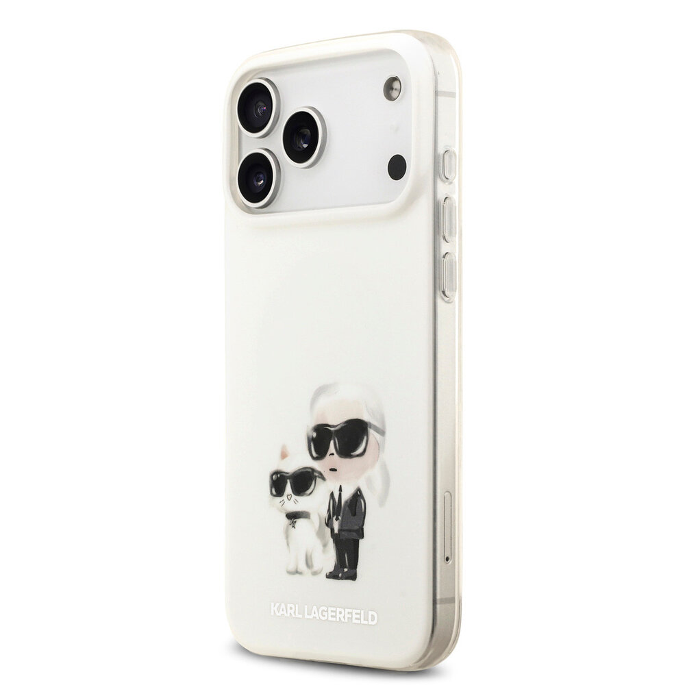Karl Lagerfeld Karl Lagerfeld iPhone 17 Pro Max Back-Cover hul - MagSafe IML - Aquarelle Karl & Choupette - Weiß