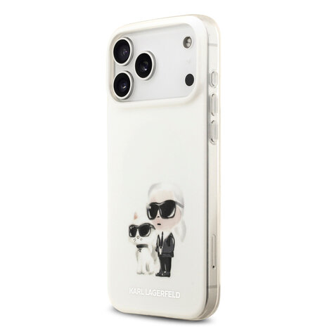 Karl Lagerfeld Karl Lagerfeld iPhone 17 Pro Max Back-Cover hul - MagSafe IML - Aquarelle Karl & Choupette - Weiß