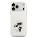 Karl Lagerfeld Karl Lagerfeld iPhone 17 Pro Max/iPhone 18 Pro Max Coque arrière MagSafe IML Design aquarelle Karl & Choupette - Blanc