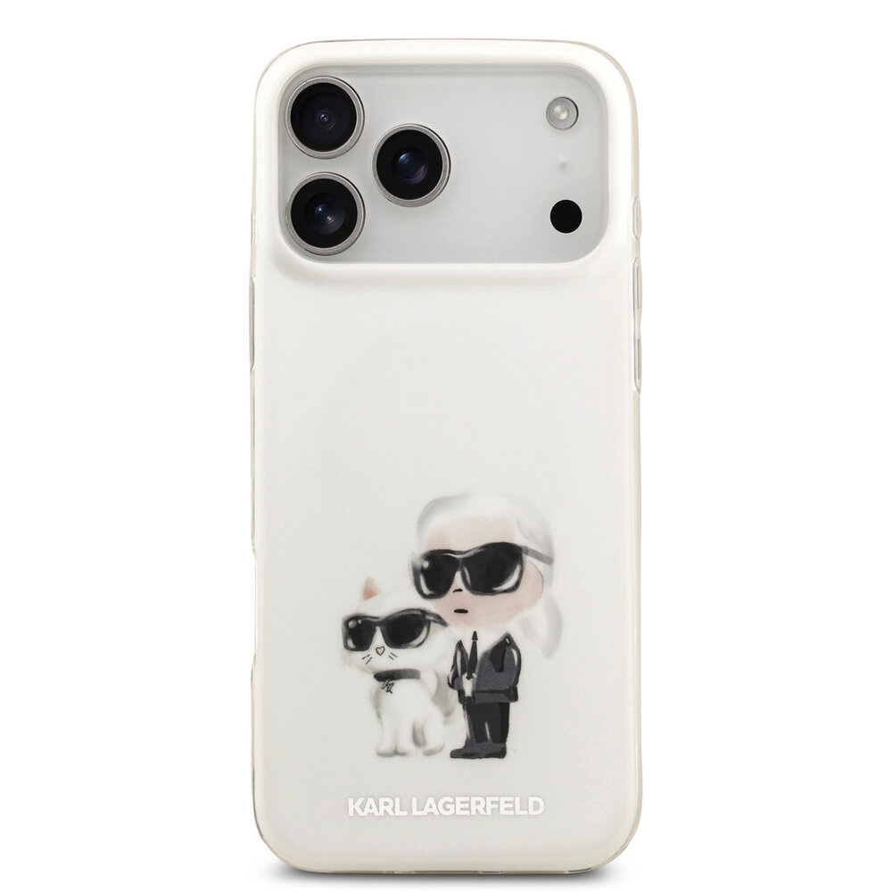 Karl Lagerfeld Karl Lagerfeld iPhone 17 Pro Max Back-Cover hul - MagSafe IML - Aquarelle Karl & Choupette - Weiß