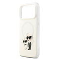 Karl Lagerfeld Karl Lagerfeld iPhone 17 Pro Max/iPhone 18 Pro Max Coque arrière MagSafe IML Design aquarelle Karl & Choupette - Blanc