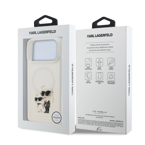 Karl Lagerfeld Karl Lagerfeld iPhone 17 Pro Max Back-Cover hul - MagSafe IML - Aquarelle Karl & Choupette - Weiß