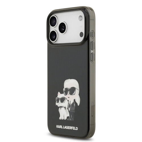 Karl Lagerfeld Karl Lagerfeld iPhone 17 Pro Max/iPhone 18 Pro Max Coque arrière MagSafe IML Design aquarelle Karl & Choupette - Noir