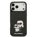 Karl Lagerfeld Karl Lagerfeld iPhone 17 Pro Max/iPhone 18 Pro Max Coque arrière MagSafe IML Design aquarelle Karl & Choupette - Noir