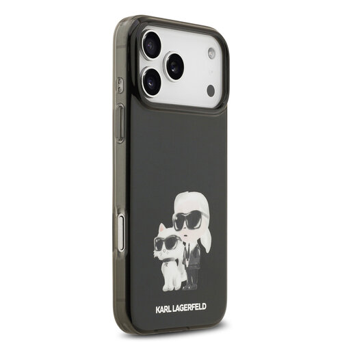 Karl Lagerfeld Karl Lagerfeld iPhone 17 Pro Max/iPhone 18 Pro Max Coque arrière MagSafe IML Design aquarelle Karl & Choupette - Noir