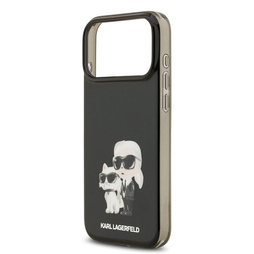 Karl Lagerfeld Karl Lagerfeld iPhone 17 Pro Max/iPhone 18 Pro Max Coque arrière MagSafe IML Design aquarelle Karl & Choupette - Noir