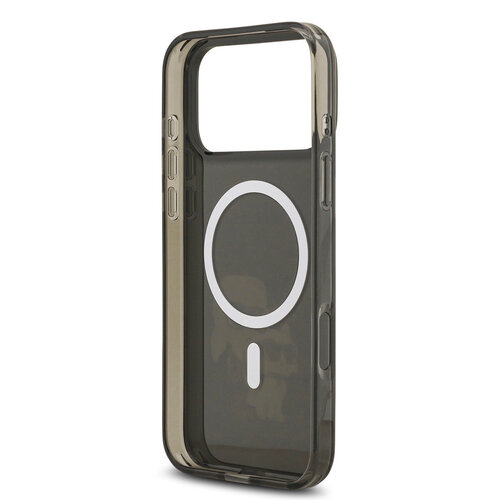 Karl Lagerfeld Karl Lagerfeld iPhone 17 Pro Max/iPhone 18 Pro Max Coque arrière MagSafe IML Design aquarelle Karl & Choupette - Noir