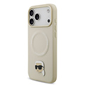 Karl Lagerfeld Karl Lagerfeld iPhone 17 Pro Max/iPhone 18 Pro Max Coque arrière MagSafe Pin représentant la tête de Karl - Beige