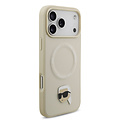 Karl Lagerfeld Karl Lagerfeld iPhone 17 Pro Max/iPhone 18 Pro Max Coque arrière MagSafe Pin représentant la tête de Karl - Beige