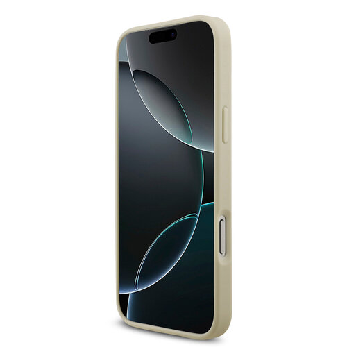 Karl Lagerfeld Karl Lagerfeld iPhone 17 Pro Max/iPhone 18 Pro Max Coque arrière MagSafe Pin représentant la tête de Karl - Beige