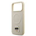 Karl Lagerfeld Karl Lagerfeld iPhone 17 Pro Max/iPhone 18 Pro Max Coque arrière MagSafe Pin représentant la tête de Karl - Beige