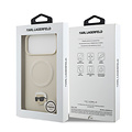Karl Lagerfeld Karl Lagerfeld iPhone 17 Pro Max/iPhone 18 Pro Max Coque arrière MagSafe Pin représentant la tête de Karl - Beige