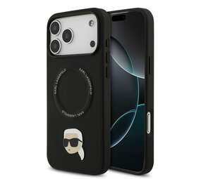 Karl Lagerfeld Karl Lagerfeld iPhone 17 Pro Max Back-Cover hul - Magsafe - Karl Head Pin - Schwarz