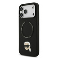 Karl Lagerfeld Karl Lagerfeld iPhone 17 Pro Max/iPhone 18 Pro Max Coque arrière MagSafe Pin représentant la tête de Karl - Noir