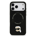 Karl Lagerfeld Karl Lagerfeld iPhone 17 Pro Max/iPhone 18 Pro Max Coque arrière MagSafe Pin représentant la tête de Karl - Noir