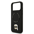 Karl Lagerfeld Karl Lagerfeld iPhone 17 Pro Max/iPhone 18 Pro Max Coque arrière MagSafe Pin représentant la tête de Karl - Noir