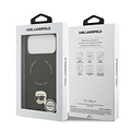 Karl Lagerfeld Karl Lagerfeld iPhone 17 Pro Max/iPhone 18 Pro Max Coque arrière MagSafe Pin représentant la tête de Karl - Noir