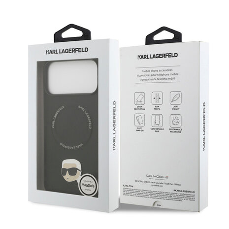 Karl Lagerfeld Karl Lagerfeld iPhone 17 Pro Max Back-Cover hul - Magsafe - Karl Head Pin - Schwarz Karl Lagerfeld Karl Lagerfeld iPhone 17 Pro Max Back-Cover hul - Magsafe - Karl Head Pin - Schwarz