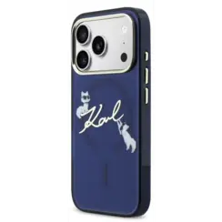 Karl Lagerfeld iPhone 17 Pro Max Backcover hoesje - MagSafe IML Case With K&C Script Logo - Gold Edge - Navy