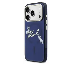 Karl Lagerfeld Karl Lagerfeld iPhone 17 Pro Max Back-Cover hul - MagSafe IML Case With K&C Script Logo - Gold Edge - Navy