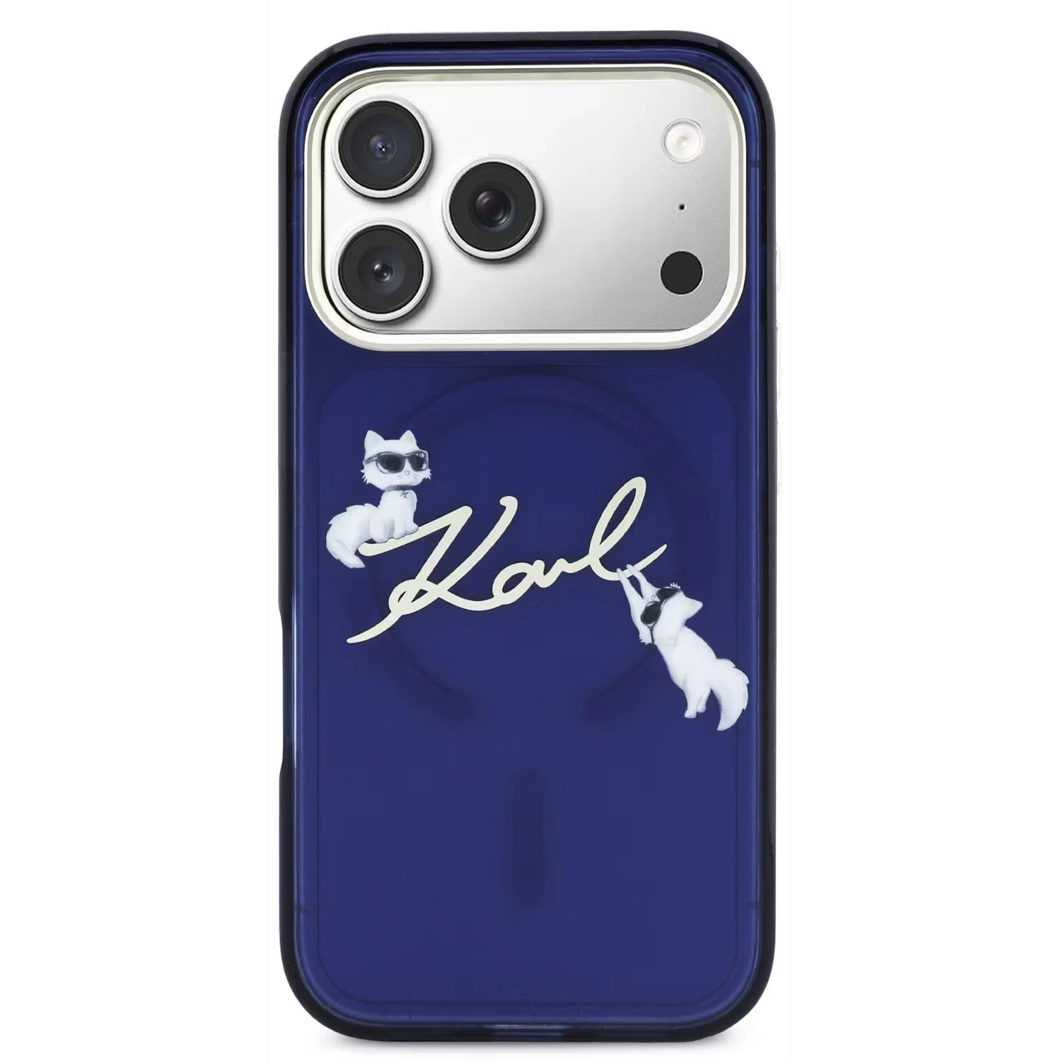 Karl Lagerfeld Karl Lagerfeld iPhone 17 Pro Max Backcover hoesje - MagSafe IML Case With K&C Script Logo - Gold Edge - Navy, foto 2 van 3