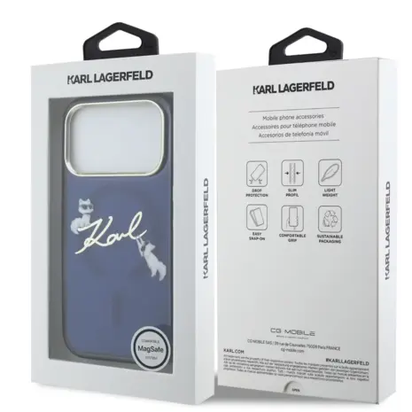 Karl Lagerfeld Karl Lagerfeld iPhone 17 Pro Max Back-Cover hul - MagSafe IML Case With K&C Script Logo - Gold Edge - Navy Karl Lagerfeld Karl Lagerfeld iPhone 17 Pro Max Back-Cover hul - MagSafe IML Case With K&C Script Logo - Gold Edge - Navy