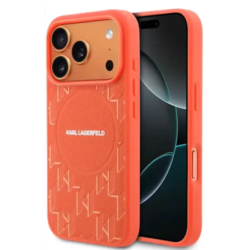 Karl Lagerfeld Karl Lagerfeld iPhone 17 Pro Max/iPhone 18 Pro Max Coque arrière MagSafe Monogramme KL - Orange