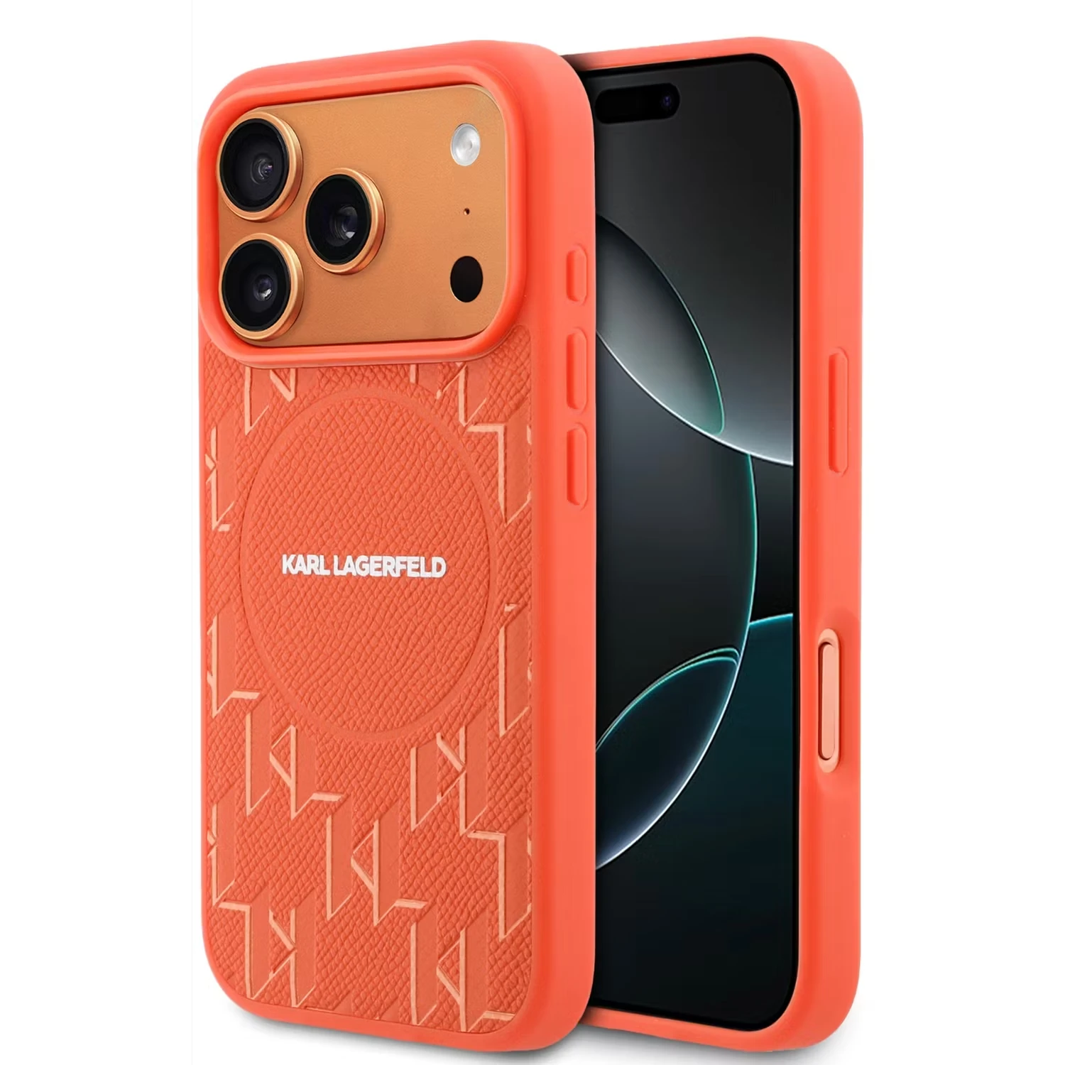 Karl Lagerfeld Karl Lagerfeld iPhone 17 Pro Max Backcover hoesje - MagSafe - KL Monogram - Oranje