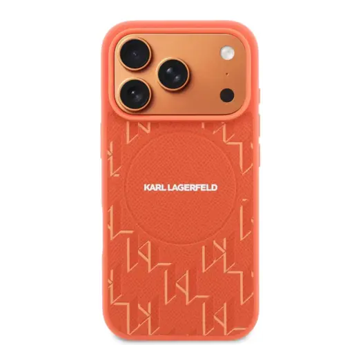 Karl Lagerfeld Karl Lagerfeld iPhone 17 Pro Max/iPhone 18 Pro Max Coque arrière MagSafe Monogramme KL - Orange