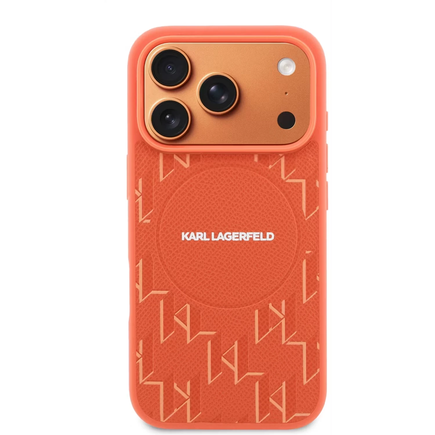Karl Lagerfeld Karl Lagerfeld iPhone 17 Pro Max Backcover hoesje - MagSafe - KL Monogram - Oranje, foto 2 van 3