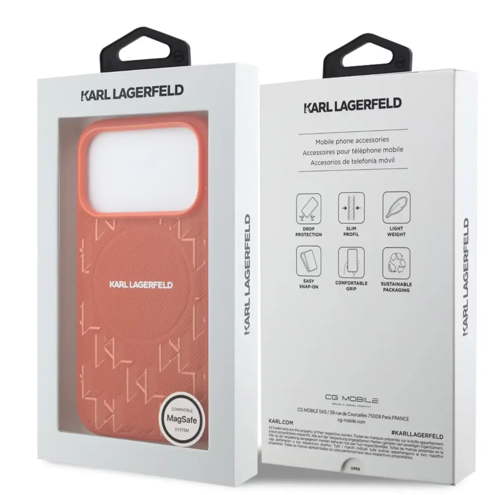 Karl Lagerfeld Karl Lagerfeld iPhone 17 Pro Max Back-Cover hul - MagSafe - KL Monogram - Orange Karl Lagerfeld Karl Lagerfeld iPhone 17 Pro Max Back-Cover hul - MagSafe - KL Monogram - Orange