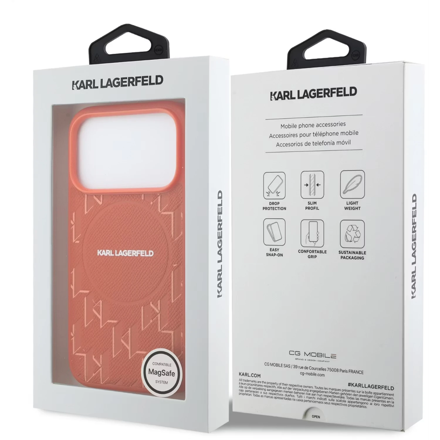 Karl Lagerfeld Karl Lagerfeld iPhone 17 Pro Max Backcover hoesje - MagSafe - KL Monogram - Oranje, foto 3 van 3