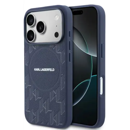 Karl Lagerfeld Karl Lagerfeld iPhone 17 Pro Max/iPhone 18 Pro Max Coque arrière MagSafe Monogramme KL - Bleu marine