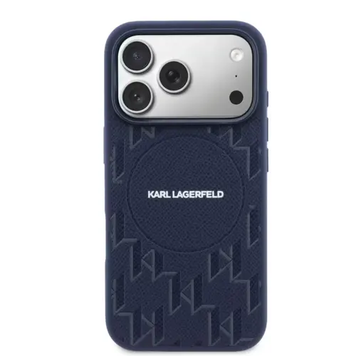 Karl Lagerfeld Karl Lagerfeld iPhone 17 Pro Max/iPhone 18 Pro Max Coque arrière MagSafe Monogramme KL - Bleu marine