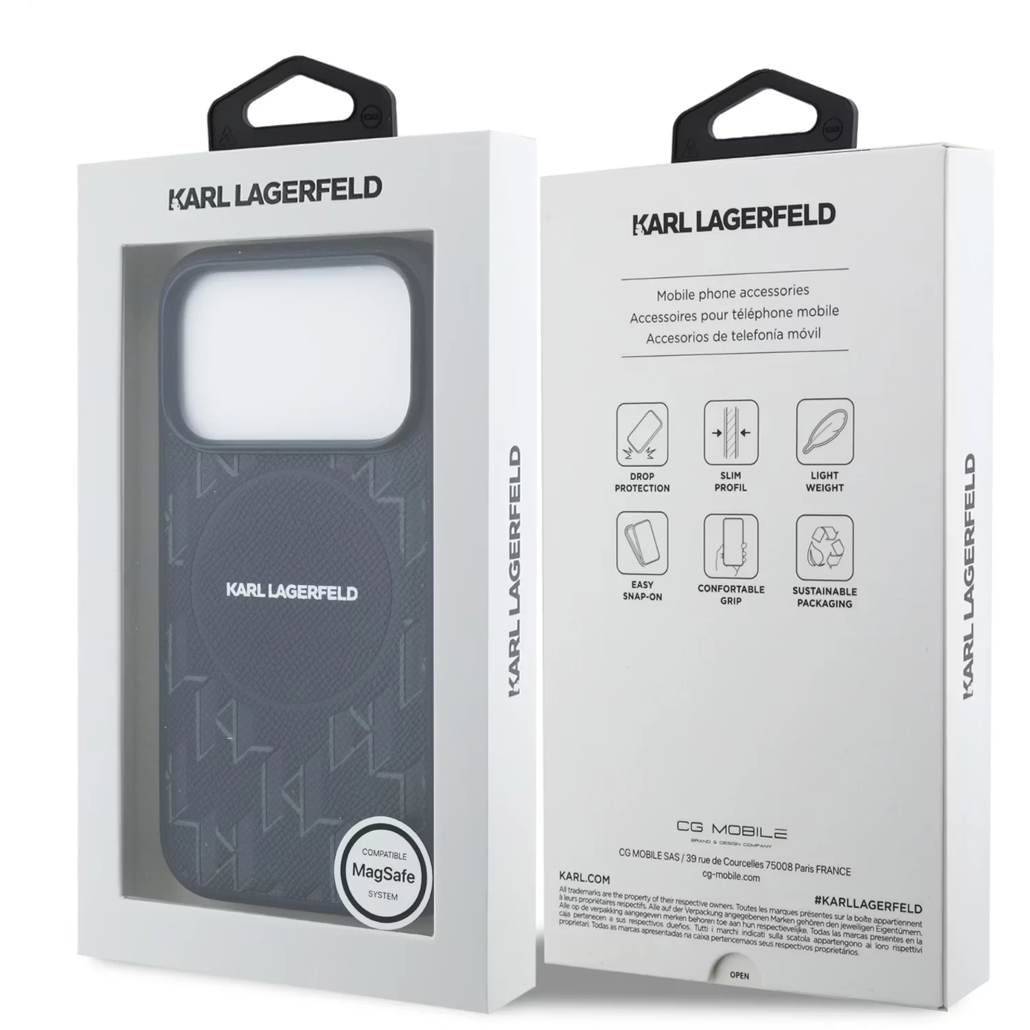 Karl Lagerfeld Karl Lagerfeld iPhone 17 Pro Max Backcover hoesje - MagSafe - KL Monogram - Navy, foto 3 van 3