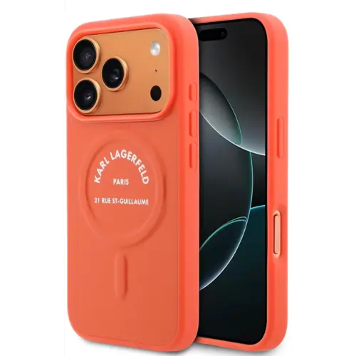 Karl Lagerfeld Karl Lagerfeld iPhone 17 Pro Max/iPhone 18 Pro Max Coque arrière MagSafe Logo Karl RSG - Orange