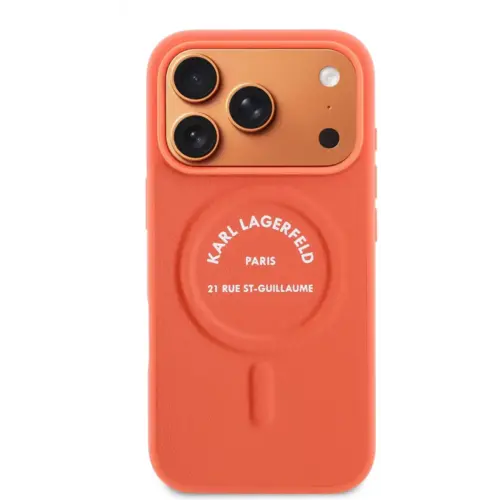 Karl Lagerfeld Karl Lagerfeld iPhone 17 Pro Max/iPhone 18 Pro Max Coque arrière MagSafe Logo Karl RSG - Orange