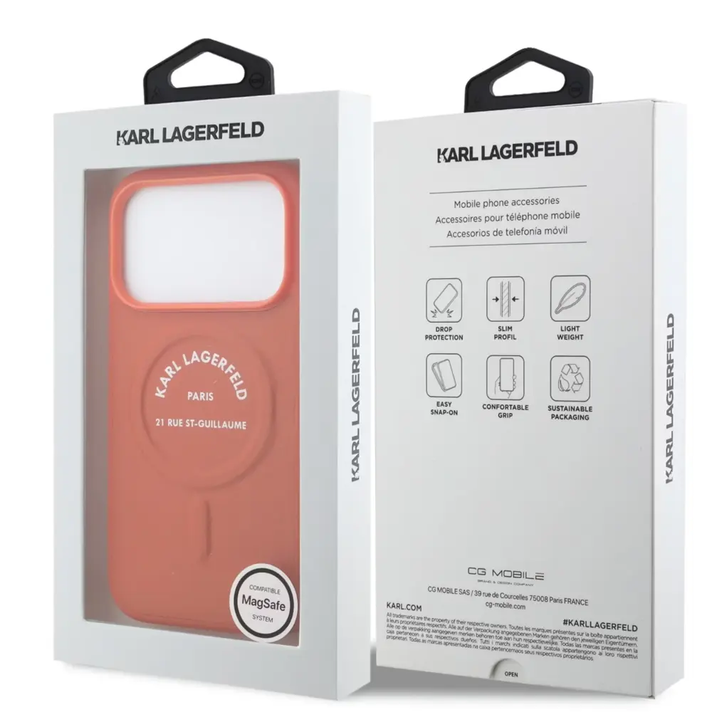 Karl Lagerfeld Karl Lagerfeld iPhone 17 Pro Max Back-Cover hul - MagSafe - Karl RSG Logo - Orange