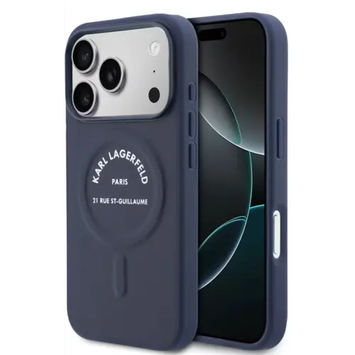 Karl Lagerfeld Karl Lagerfeld iPhone 17 Pro Max/iPhone 18 Pro Max Coque arrière MagSafe Logo Karl RSG - Bleu marine
