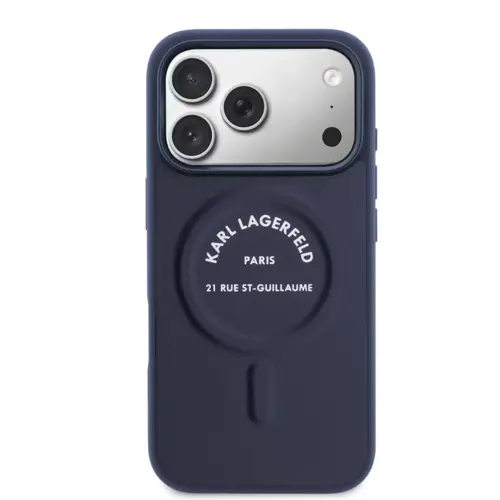 Karl Lagerfeld Karl Lagerfeld iPhone 17 Pro Max/iPhone 18 Pro Max Coque arrière MagSafe Logo Karl RSG - Bleu marine