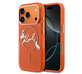 Karl Lagerfeld Karl Lagerfeld iPhone 17 Pro Max Back-Cover hul - MagSafe IML - Choupette Scripted Logo - Orange