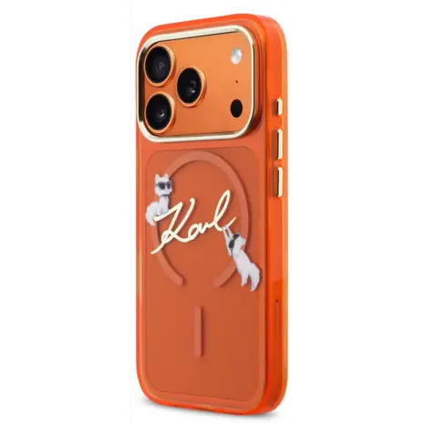 Karl Lagerfeld Karl Lagerfeld iPhone 17 Pro Max Back-Cover hul - MagSafe IML - Choupette Scripted Logo - Orange Karl Lagerfeld Karl Lagerfeld iPhone 17 Pro Max Back-Cover hul - MagSafe IML - Choupette Scripted Logo - Orange