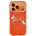 Karl Lagerfeld Karl Lagerfeld iPhone 17 Pro Max/iPhone 18 Pro Max Coque arrière MagSafe IML Logo manuscrit Choupette - Orange