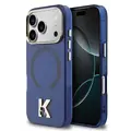 Karl Lagerfeld Karl Lagerfeld iPhone 17 Pro Max/iPhone 18 Pro Max Coque arrière MagSafe IML logo tête de Karl Bord doré - Bleu marine