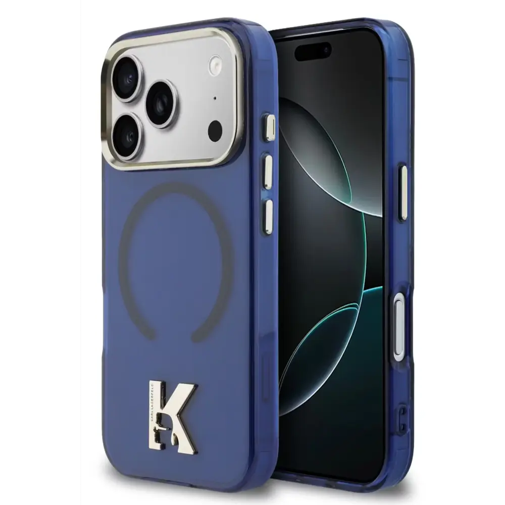 Karl Lagerfeld Karl Lagerfeld iPhone 17 Pro Max Back-Cover hul - MagSafe IML Case With Karl Head Logo - Gold Edge - Navy Karl Lagerfeld Karl Lagerfeld iPhone 17 Pro Max Back-Cover hul - MagSafe IML Case With Karl Head Logo - Gold Edge - Navy