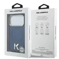 Karl Lagerfeld Karl Lagerfeld iPhone 17 Pro Max/iPhone 18 Pro Max Coque arrière MagSafe IML logo tête de Karl Bord doré - Bleu marine