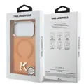 Karl Lagerfeld Karl Lagerfeld iPhone 17 Pro Max/iPhone 18 Pro Max Coque arrière MagSafe IML logo tête de Karl Bord doré - Orange